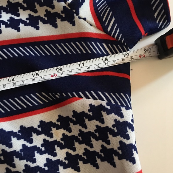 VTG 60 70 MOD Tie Waist Top Red Blue Stripes - Picture 11 of 16